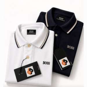 Polos blanc et bleu marine