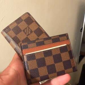 Portefeuille damier et porte-cartes